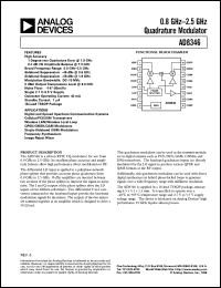 AD8346 datasheet: 2.5 GHz Direct Conversion Quadrature Demodulator AD8346
