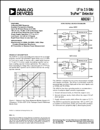 AD8361 datasheet: 2.5 GHz TruPwr™ Detector AD8361
