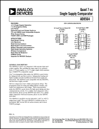 AD8564 datasheet: Quad 7 ns Single Supply Comparator AD8564