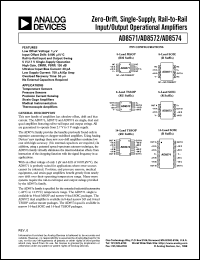 AD8572 datasheet: World's First Auto-Zero Amplifier for Amplifying Dynamic Signals (Dual) AD8572