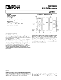 AD9000 datasheet: High Speed 6-Bit A/D Converter AD9000