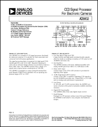 AD9802 datasheet: 10-Bit, 18 MSPS 1-Channel CCD Processor for Camcorder and Digital Still Camera Applications AD9802