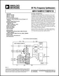 ADF4116 datasheet: Single, Integer-N 550 MHz PLL ADF4116