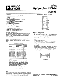 ADG201HS datasheet: High Speed (50 ns ton) Quad SPST Switch ADG201HS