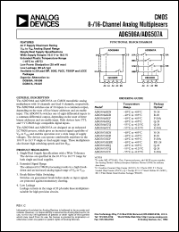 ADG507A datasheet: Differential 8 Channel Multiplexer (Superior DG507A Replacement) ADG507A