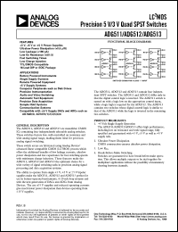 ADG513 datasheet: ±5V, 30 Ohm, Quad SPST (2NO/2NC) Switch ADG513