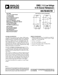 ADG709 datasheet: CMOS, Low Voltage, Differential 4 to 1  Multiplexer ADG709