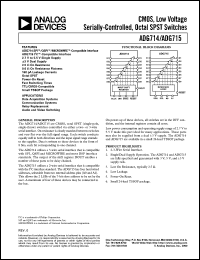 ADG715 datasheet: CMOS, Low Voltage, I<sup>2</sup>C Compatible Interface, Serially Controlled, Octal SPST Switches ADG715