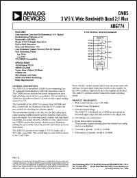 ADG774 datasheet: 2.2 Ohm, Wide Bandwidth, Low Voltage Quad SPDT Switch ADG774