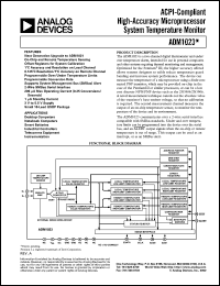 ADM1023 datasheet: ±1ºC Remote Sensor for Next Generation PIII 700 MHz+ Platforms ADM1023