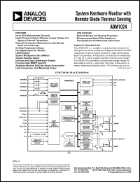 ADM1024 datasheet: Reconfigurable Remote Temperature Sensor and Supply Voltage Monitor, Fan Control, Chassis Intrusion with Serial Interface ADM1024