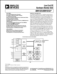 ADM1025 datasheet: Remote Multichannel Temperature Sensor, Power Supply Voltage Monitor with Serial Interface ADM1025