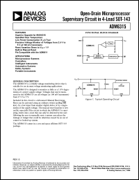 ADM6315 datasheet: 2.5 V to 5 V at 100 mV Increments Supervisory Circuit in 4-Lead SOT-143 ADM6315