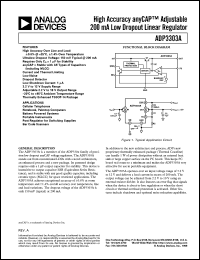 ADP3303A datasheet: High Accuracy anyCAP®  Adjustable 200 mA Low Dropout Linear Regulator ADP3303A