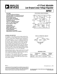 ADP667 datasheet: +5 V Fixed, Adjustable Low-Dropout Linear Voltage Regulator ADP667