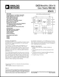 ADV476 datasheet: Pin compatible and software compatible RAM-DAC designed specifically for VGA and Personal System/2 color g ADV476