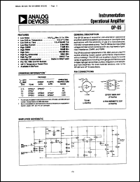 OP05 datasheet: Instrumentation OP AMP OP05