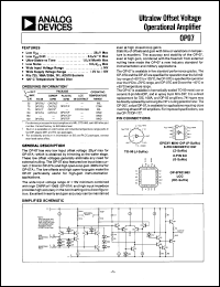 OP07 datasheet: Ultralow Offset Voltage Operational Amplifier OP07