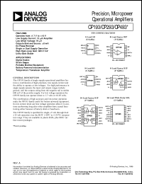 OP193 datasheet: Precision, Micropower Operational Amplifier OP193