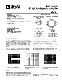 OP249 datasheet: Dual, Precision JFET High Speed Operational Amplifier OP249