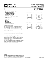 OP283 datasheet: Dual 5 MHz Single-Supply Operational Amplifiers OP283