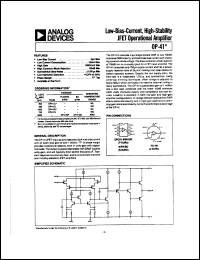 OP41 datasheet: Low-Bias-Current, High-Stability JFET Operational Amplifier OP41