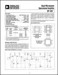 OP420 datasheet: Quad Micropower Operational Amplifier OP420