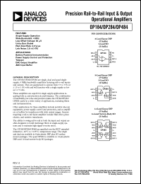 OP484 datasheet: Precision Rail-to-Rail Input & Output Operational Amplifier OP484