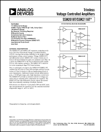SSM2118 datasheet: Trimless Voltage Controlled Amplifier SSM2118