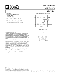 SSM2143 datasheet: -6 dB Differential Line Receiver SSM2143
