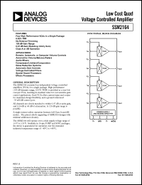 SSM2164 datasheet: Low Cost Quad Voltage Controlled Amplifier SSM2164