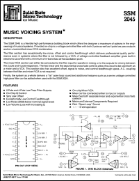 SSM2045 datasheet: Music voicing system SSM2045