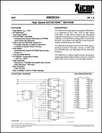 XM20C64PI-55 datasheet: 64K (8K x 8) High-speed AUTOSTORE NOVRAM XM20C64PI-55