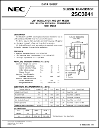 2SC3841-VM datasheet: For UHF tuner, MIXER and OSC. 2SC3841-VM