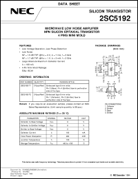 2SC5192-T1 datasheet: Low-voltage drive, high-frequency transistor 2SC5192-T1