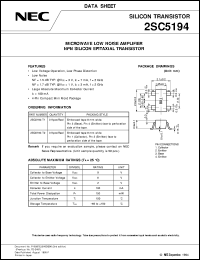 2SC5194-T2 datasheet: Low-voltage drive, high-frequency transistor 2SC5194-T2
