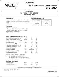 2SJ492 datasheet: Pch power MOSFET MP-25 60V/20A 2SJ492