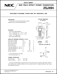 2SJ494 datasheet: Pch power MOSFET MP-45F 60V/20A 2SJ494