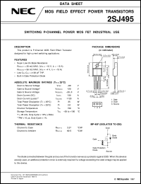 2SJ495 datasheet: Pch power MOSFET MP-45F 60V/30A 2SJ495