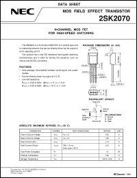 2SK2070 datasheet: High-speed switching, N channel MOS FET 2SK2070