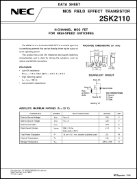 2SK2110 datasheet: High-speed switching N-ch small sig. MOS FET 100 V/0.5V 2SK2110