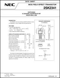 2SK2341 datasheet: High withstand voltage N-ch MOS FET 2SK2341