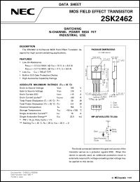 2SK2462 datasheet: Nch power MOS FET, 100V, 20A/15A 2SK2462