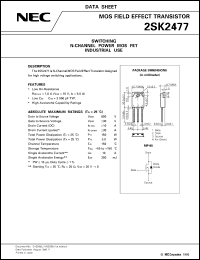 2SK2477 datasheet: Nch power MOSFET MP-88 800V/10A 2SK2477