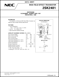 2SK2481 datasheet: Nch power MOSFET MP-25 900V/4A 2SK2481