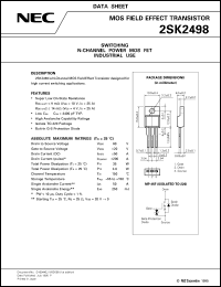 2SK2498 datasheet: N-ch MOSFET high-current switching 2SK2498