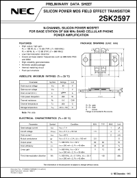 2SK2597 datasheet: PoMOSFET/800 for 900MHz band portable telephone 2SK2597