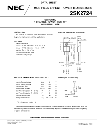 2SK2724 datasheet: High-speed switching for Nch power MOSFET MP-45F 2SK2724