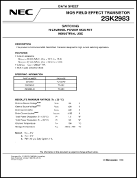 2SK2983 datasheet: Low voltage 4V drive power MOSFET 2SK2983