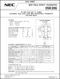3SK206-T1 datasheet: UHF band high frequency amplification 3SK206-T1